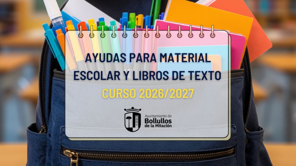 Abierto el plazo de solicitud de ayudas para material escolar y libros de texto 2026/2027 en Bollullos 