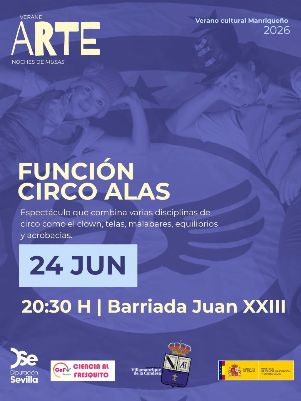 Villamanrique de la Condesa continúa su verano cultural con circo contemporáneo en el Veranearte 2026