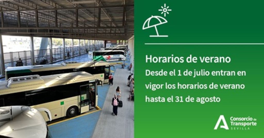 Nuevos horarios de verano en las líneas de autobuses metropolitanos del Consorcio de Transporte de Sevilla