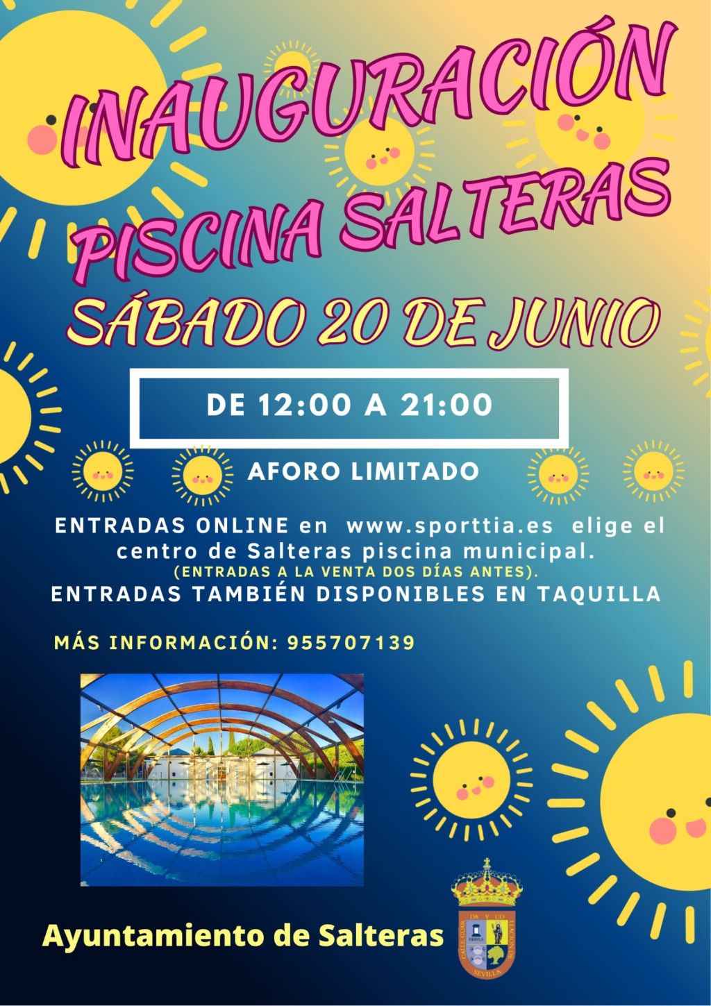 La Piscina Municipal de Salteras abrirá la temporada de verano con una jornada inaugural para toda la familia