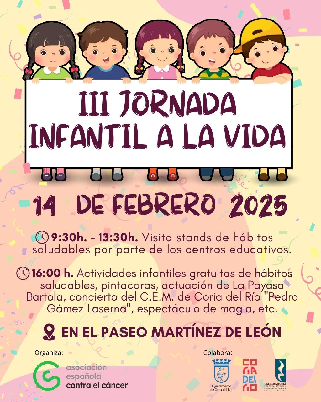 Coria del Río celebra la III Jornada Infantil a la Vida con motivo del Día Internacional del Cáncer Infantil